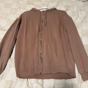 Brown Zip-Up Hoodie